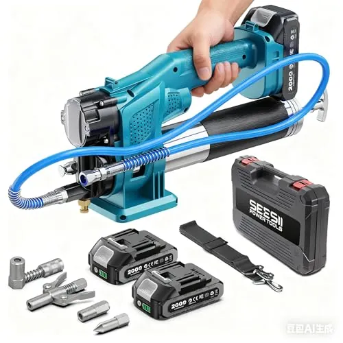 Seesii 10000PSI Engrasadora Batería Kit con 2 Batería, Acoplador de 90°