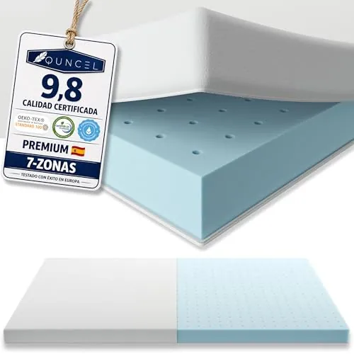 Topper Viscoelástico 150x190 Premium ViscoGel | 7 cm | Alivia Dolor de Espalda y Cervicales | Descanso Profundo | Mattress Topper Colchon | Toper Colchon 150x190