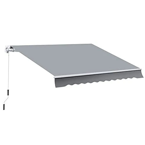 Outsunny Toldo Manual Retráctil 3x2,5 cm, Toldo Exterior Terraza con Ángulo Ajustable, Brazo Articulado, Montaje a Pared, Estructura de Aluminio, Anti-UV e Impermeable, para Jardín, Gris