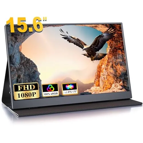 COOLHOOD Monitor Portatil, 15.6" Pantalla Ordenador 1080P, IPS, 100% SRGB