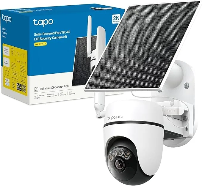 Tapo C615G Kit - Cámara de Seguridad Solar 4G LTE con Pan/Tilt 360°, visión Nocturna a Color, detección AI Personas/vehículos/Mascotas, Almacenamiento Local y en la Nube