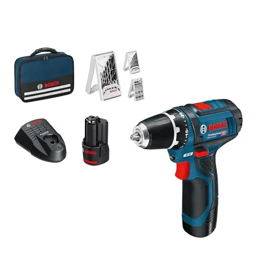 Bosch Professional 12V System atornillador a batería GSR 12V-15 (incl. 2 baterías de 2,0, cargador, set de 39 accesorios, bolsa de herramientas) - Set exclusivo de Amazon