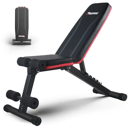 PASYOU Banco de Pesas Musculación, Banco Abdominales Plegable 10 en 1, Banco Pesas Ajustable adecuado para el hogar y el gimnasio, Capacidad de peso 230KG