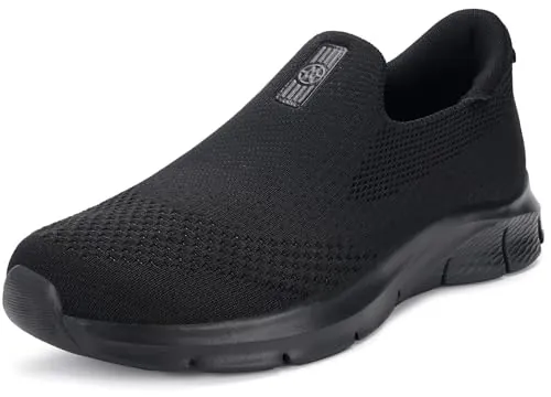 Zapatillas Casual para Hombre Mujer Slip-ins Zapatos de Caminar Deportivas Correr Tenis Sneaker Cómodas Manos Libres Sin Cordones Negro 42EU