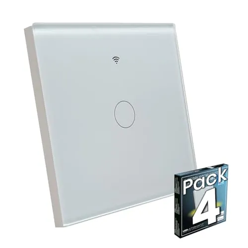 LED ATOMANT 4x Interruptor Cristal Wifi Sin Cable Neutro App Smart Life