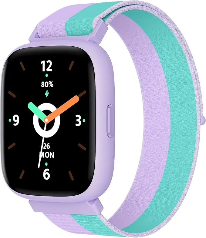 BIGGERFIVE Pulsera Actividad Niñas 5-16, 1,8" Reloj Inteligente Podómetro, Frecuencia Cardíaca, Resistente al Agua IP68, Monitor de Sueño, Despertador, Juegos de Rompecabezas con/sin App, Nylon