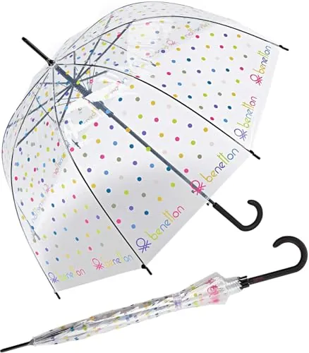 Paraguas Benetton automático con forma de campana transparente - Dip Dye, 105 cm