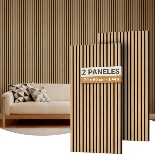 TONOR Paneles Decorativos para Pared,120x60-1.44㎡, 2 Paneles, ‎Teca