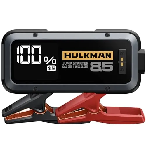 HULKMAN Alpha85S - Batería para coche (2000 amperios, 20000 mAh, tecnología avanzada, precalentamiento con batería de litio, 12 V, para motores de gasolina hasta 8,5 L a diésel hasta 6 L
