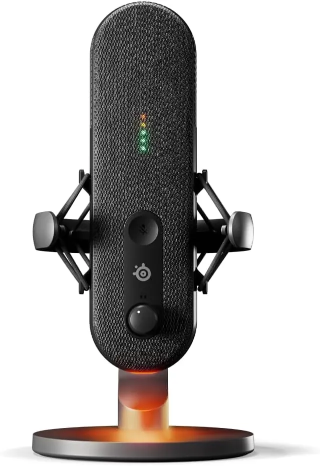 SteelSeries Alias Micro USB para PC — cápsula 3 Veces más Grande para Gaming, Streaming y pódcast — cancelación de Ruido por IA — Control de Silencio y Volumen por led — Soporte antivibraciones