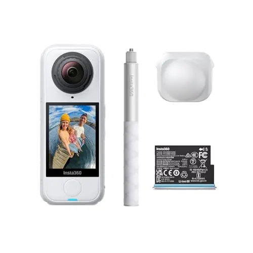 Insta360 X4 Air Blanco ártico Paquete de Principiante - cámara 165 g con resolución 8K y 360°, Efecto Selfie Stick Invisible, Lentes reemplazables, graba Primero y encuadra después, Anti Viento