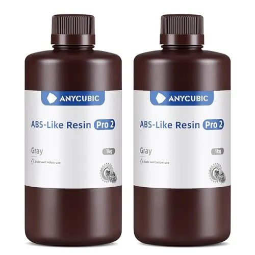 ANYCUBIC Resina ABS-Like Pro 2, Resina para Impresora 3D con Mayor Resistencia y Dureza, Alta Precisión y Mínima Contracción, Amplia Compatibilidad para Todas las Impresoras 3D de Resina (Gris, 2000g)