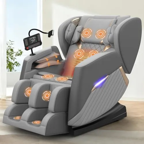 Srfzluxy Sillón de Masaje, 16 Rodillos de Masaje, 8 airbags, Calefacción Lumbar, Masaje con Rodillos y airbags en Las pantorrillas, Altavoz Bluetooth, Mando a Distancia con Pantalla táctil