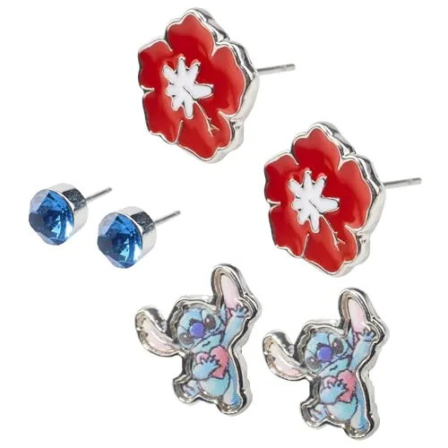 Disney Juegos de Joyas para Niña de Stitch, Accesorios Lilo y Stitch, Pulsera Niña Aretes Collar Pendientes Regalos Niña (Multi Pendientes)