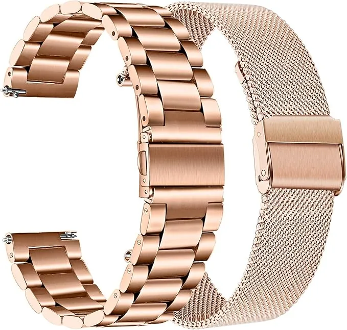 TRUMiRR Reemplazo para Garmin Vivomove 3S Correa de Reloj de Mujer, 18mm Banda de reloj de acero inoxidable de malla tejida Pulsera de correa de liberación rápida para Garmin Vivoactive 4S 40mm