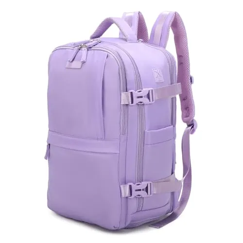 1990s Mochila de cabina para Ryanair 40x30x20cm | compartimiento de zapatillas | Mochila casual impermeable compatible con portátil 16 Pulgadas | Morada
