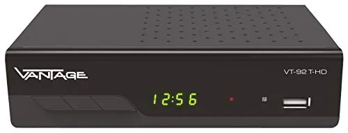 Vantage VT92 T-HD Receptor de HD (DVB T2, HEVC, Display, USB, HDMI, SCART, Mediaplayer), color negro