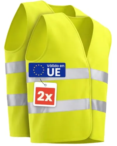 Prowiste 2 Chaleco Reflectante Moto Homologado DGT – EN ISO20471 Comprobado | Reflectante Alta Visibilidad, EN ISO 20471 Clase 2 Certificado TUV Rheinland Chalecos para Coche y Moto