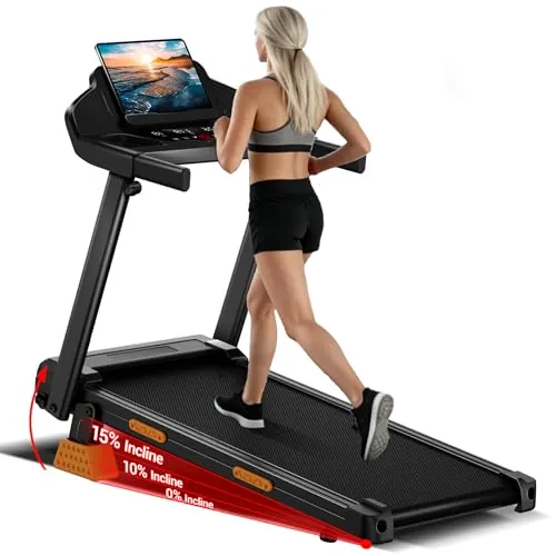 LONTEK Cinta de Correr Plegable con Inclinación | Cinta de Andar Plegable 12KM/H,Caminadora Electrica Para Casa Equipado con un Motor de 3,0 CV y Pantalla LED,136KG