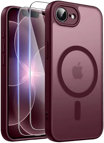 Qasyfanc Funda Magnética para iPhone 17e/iPhone 16e, Vino Rojo