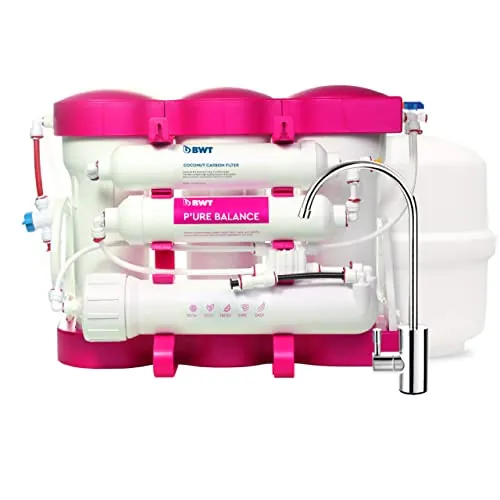 BWT Ósmosis Inversa Doméstica PURE Balance, 6 etapas, 280 L/día, elimina 99,9 % impurezas, proporción agua pura/drenaje 1:1, instalación bajo fregadero