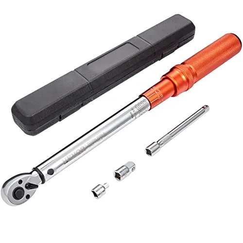VEVOR Llave Dinamométrica 3/8" Llave Dinamométrica Mecánica 14-110 Nm Precisión ±3% Llave de Carraca Ajustable 72 Dientes Contrafuerte con 2 Adaptadores y Extensión 152,4 mm Kit Mantenimiento de Coche
