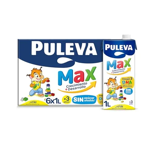 Puleva Max Original Leche de Crecimiento y Desarrollo +3 Años 1L (Paquete de 6)