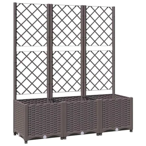 vidaXL Jardinera de jardín con Enrejado marrón 120x40x136 cm PP