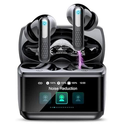 AI Auriculares Traductor en Tiempo Real con Pantalla Táctil LED, 3 en 1 Auriculares Traductores de Idiomas, 6 Modos Traducción con 164 Idiomas, Reducción de Ruido ANC+ENC, 5 Modos EQ, Negro Oscuro