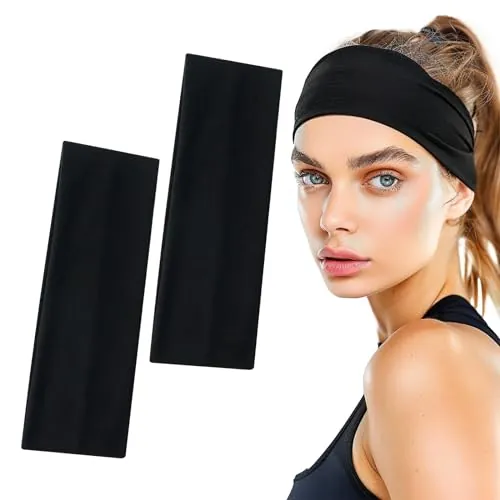 Sularpek Diadema Elástica, 2 Piezas Diadema de Yoga Deportivo Banda, Cinta Pelo Mujer y Hombres, Banda de Pelo Transpirable para Absorber el Sudor, para Hacer Entrenamiento, Yoga, Correr