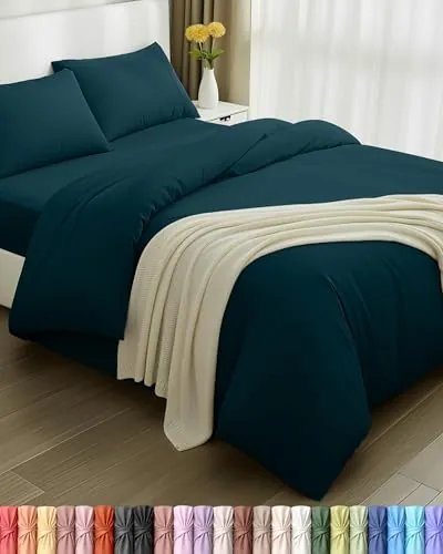 Utopia Bedding - Funda nordica Cama 135, Sabana Bajera 135x190 y Fundas Almohada (50x75cm) - Funda nordica 200x200 - Juego de Cama de Microfibra cepillada Suave (Turquesa)