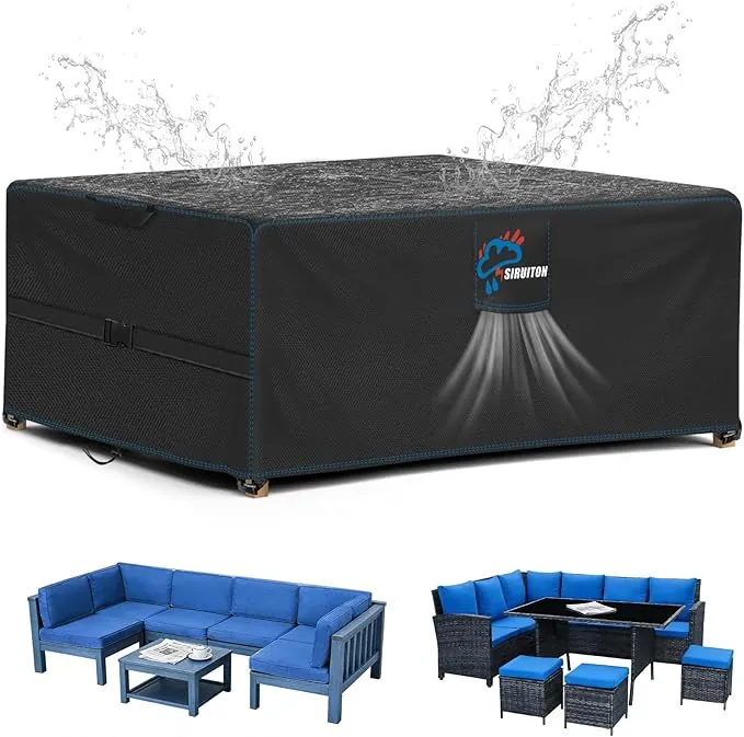 SIRUITON Funda Mesa Exterior Impermeable, 200 x 200 x 90 cm, Resistente Al Viento, Resistente a Los Rayos UV, Oxford 520D, Negro