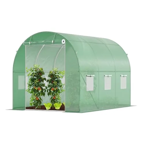 VOUNOT® Invernaderos Jardin, Tunel Invernadero Huerto prar Plantas, Ubo de Acero y Plastico, Impermeable, 3 x 2 x 2 m, Verde