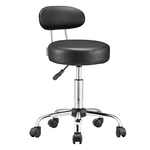 CASARIA Taburete Giratorio con Respaldo Negro