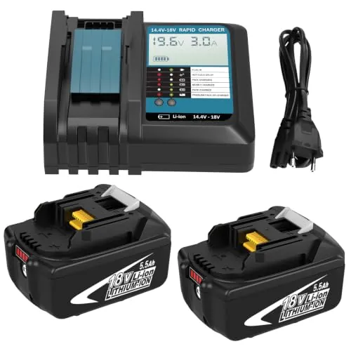 2X 5500mAh Repuesto para Makita Batería 18V 5.5Ah + Cargador DC18RF