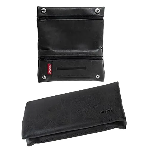 HIBRON Tabaquera Pitillera Funda Bolso para Tabaco de Liar Cuero Estuche para Tabaco de liar, 58105 Negro