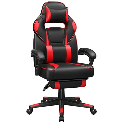 SONGMICS Silla de Oficina, Ergonómica, Reposapiés Telescópico, 150 kg
