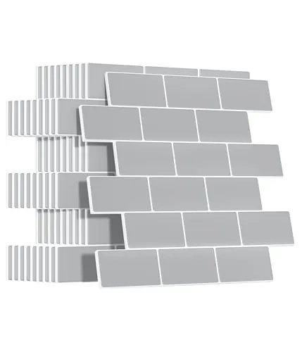 Yoillione Grueso Azulejos Adhesivos Cocina: 10-Piezas Baldosa Vinilo Cocina Pared - 3D Azulejo Metro Adhesivo, 30x30 cm (Gris)