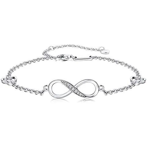 Finrezio Infinito Tobillera De Plata Esterlina 925 Para Mujeres Niñas Ajustable Joyería De Pie Pulsera De Tobillo Regalo Para El Día De La Madre