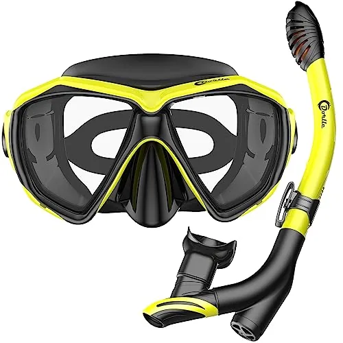 Dorlle Gafas de Buceo Adulto, Mascara Buceo Impermeable está Hecha de Vidrio Endurecido, Antivaho y a Prueba de Fugas, Máscara Snorkel con un Tubo de Respiración Seco 3 Canales para Mujeres Y Hombres