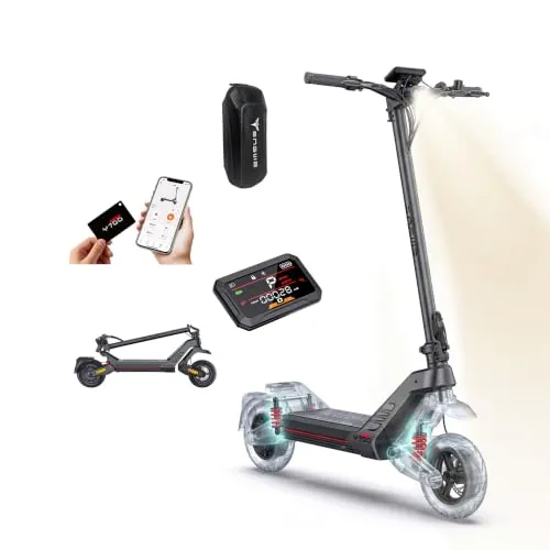 ENGWE Y700 1200W Patinete Eléctrico, Equipado con Bluetooth y Control Mediante Aplicación, Desbloqueo NFC, Batería de 48V y 18.2Ah con una Autonomía de hasta 81KM, Doble Suspensión y Doble Fre y LCD