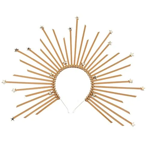 Caiguoer Diadema con diseño de corona de María con pinchos, lazo con cremallera, pentagrama, diadema de Halloween para mujer