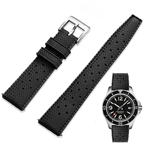 Correa de Reloj de Caucho FKM Niziruoup flúor 18-22mm Liberación Rápida Suave Duradera Pulsera Deportiva Repuesto Hombre Mujer
