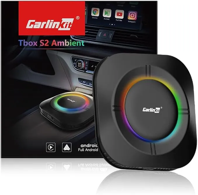 CarlinKit Android 13.0 AIBox Adaptador - Wireless CarPlay&Android Auto, Sistema autónomo Android 13.0 4GB+64GB, Soporte GPS/Tarjeta SIM, para Coches con Cable CarPlay&Android Auto