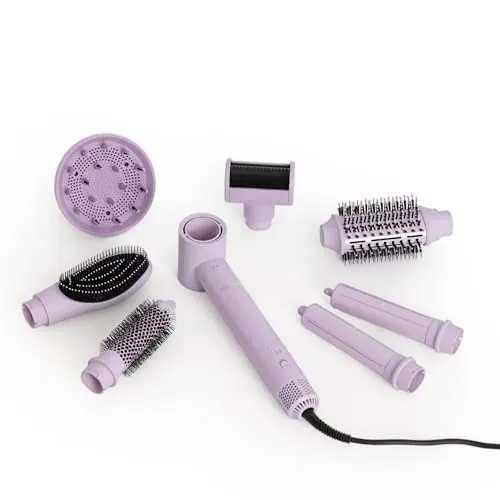 CREATE/ION STYLER PRO ADVANCE/Cepillo de aire secador y moldeador iónico 8 en 1 cerámico lavanda/Motor DC Brushless, 2 velocidades, 3 temperaturas, función frío, estuche de almacenaje, 1400W