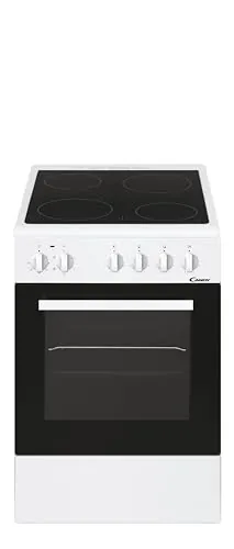 Candy CVE5436FEEW/E Cocina Libre Instalación 50cm, Horno Multifunción 43L con 6 Funciones, Vitrocerámica 4 Zonas, Mandos Independientes 4 para Vitrocerámica y 2 para Horno, Blanco