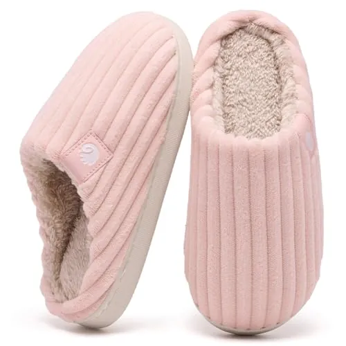 Guyarns Zapatillas de casa Mujer Hombre Invierno,Cálido Pantuflas De espuma viscoelástica Terciopelo de pana Suela antideslizante Slippers cómodas Interior Exterior(Rosa,42/43 EU)