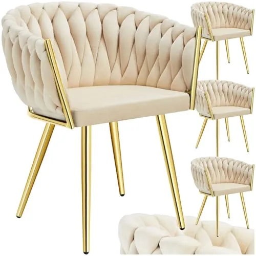tectake® Juego de 4 Sillas de Comedor Tapizadas, Terciopelo, Diseño Anudado