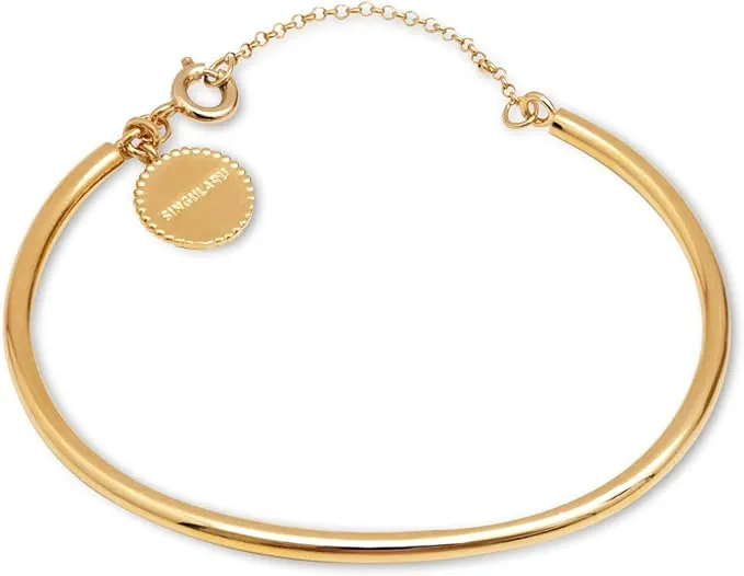 SINGULARU - Brazalete Line Chain. Acero con Acabado en Baño Oro de 18Kt. Pulsera con Estilo Minimalista y Forma Rígida. Joyas para Mujer
