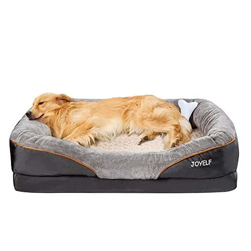 JOYELF X-Large Cama de Espuma viscoelástica para Perros, Cama ortopédica para Perros y sofá con Funda extraíble Lavable y Juguete chirriador como Regalo